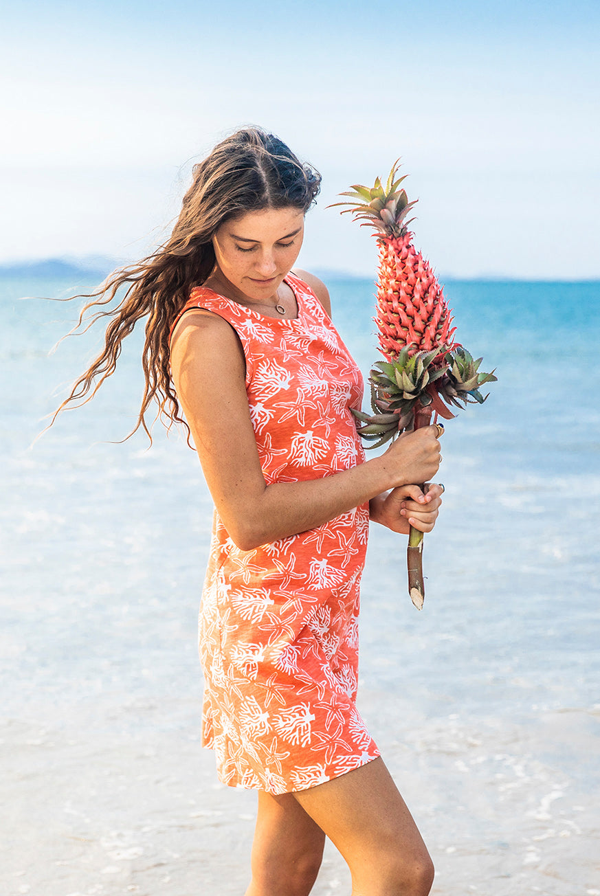 Coral Reef Beach Cotton Dress