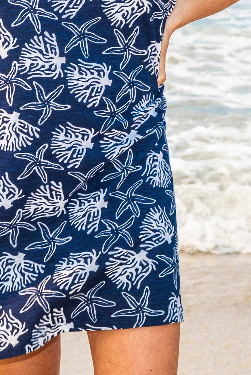 Coral Reef Beach Cotton Dress