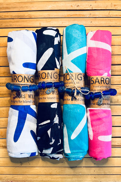 Starfish Printed Cotton Sarong Pareo