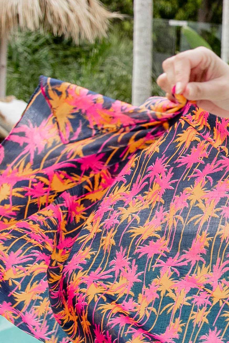 Coconut Palm Tree Printed Cotton Sarong