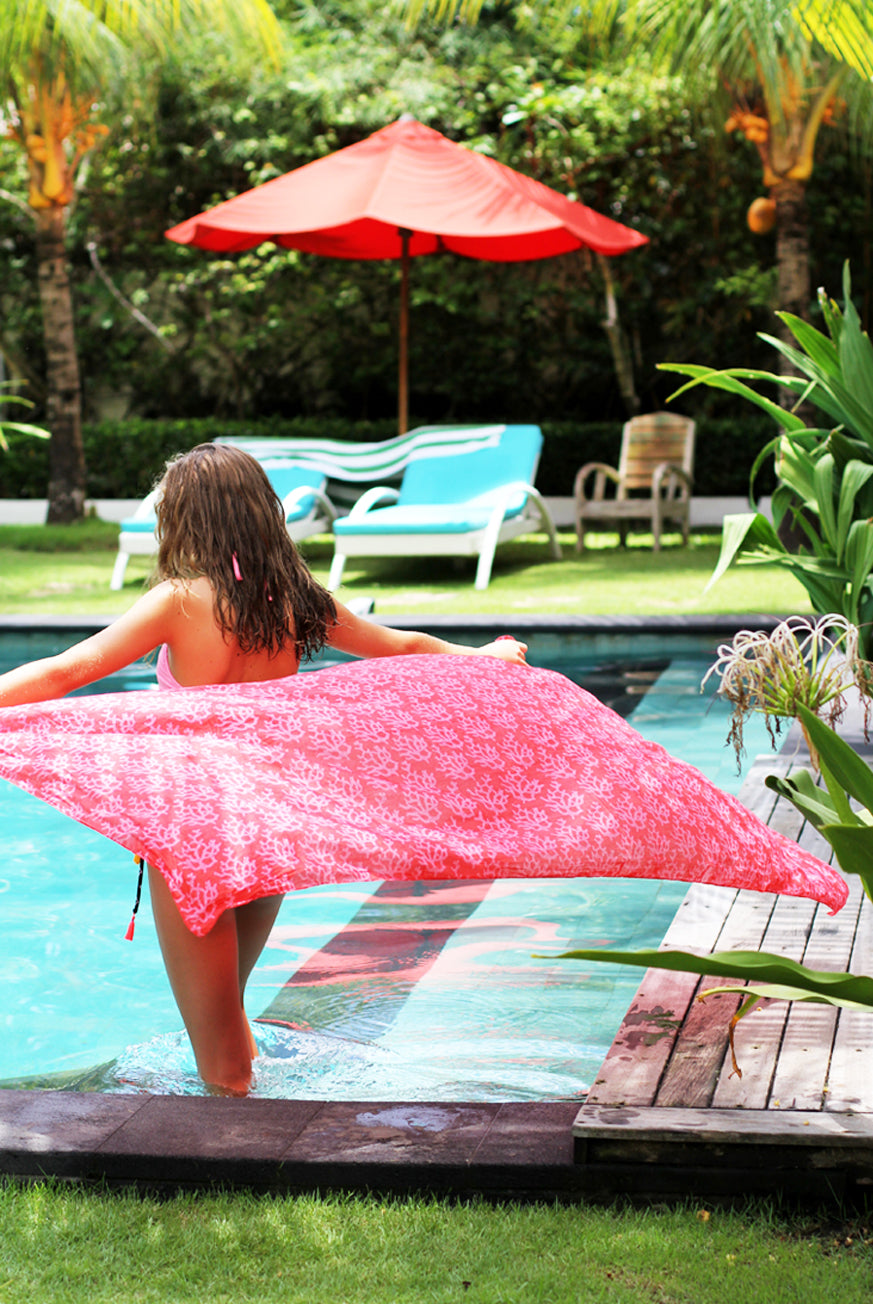 Coral Printed Cotton Sarong Pareo