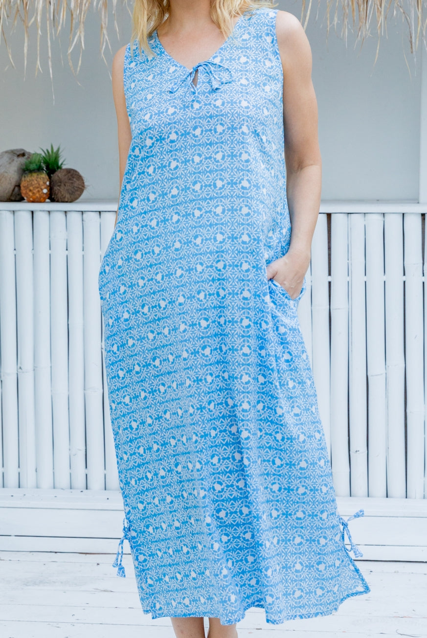 Tribal Turtle Cotton Maxi Dress