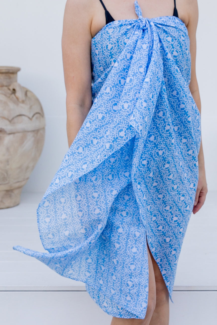 Tribal Turtle Cotton Beach Sarong