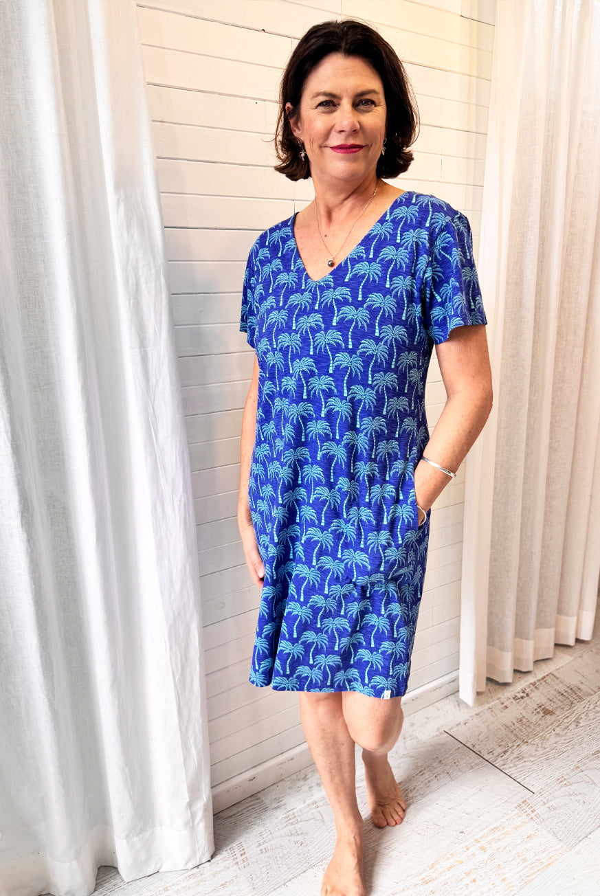 Palm Tree Cotton Sleeve Dress