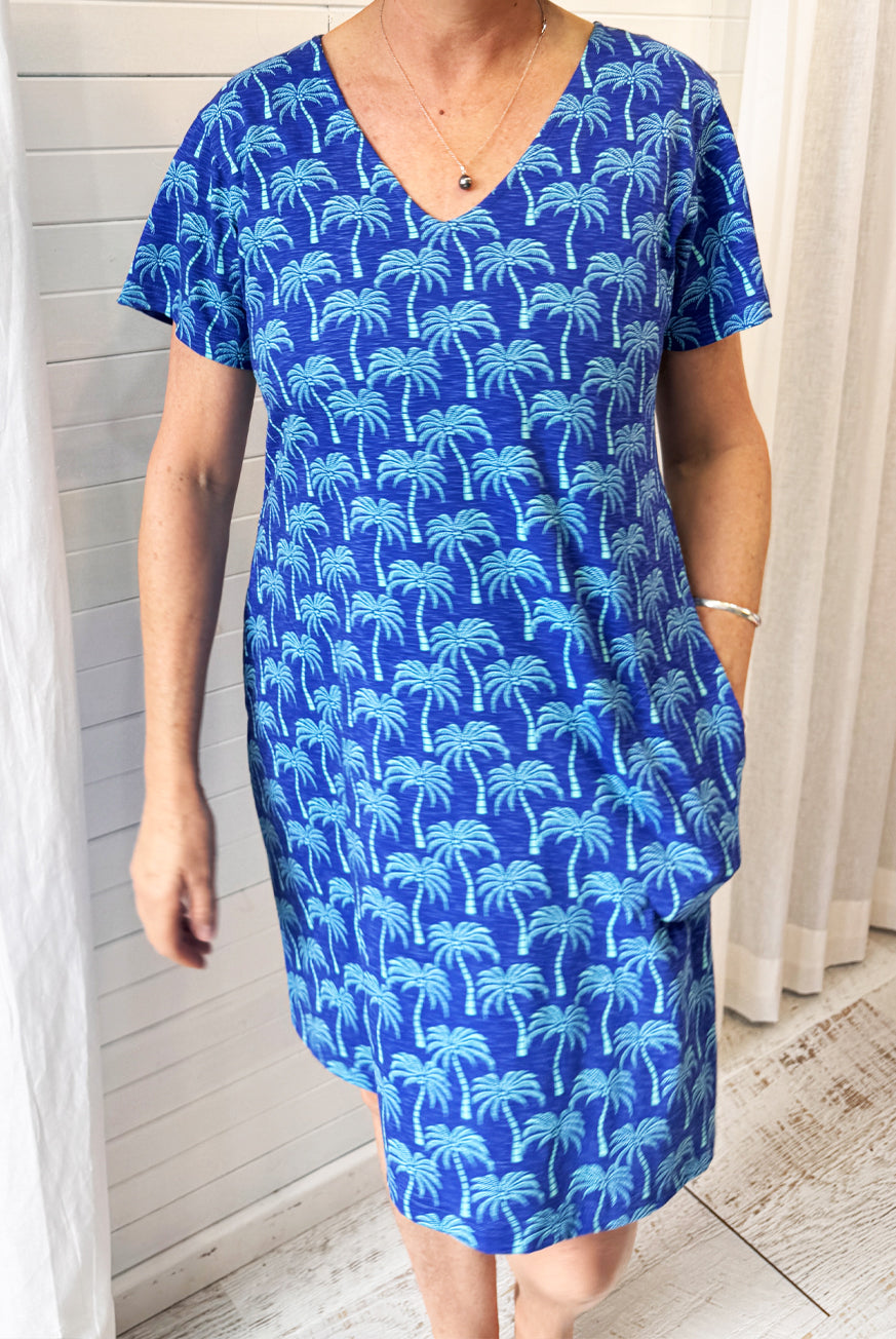 Palm Tree Cotton Sleeve Dress