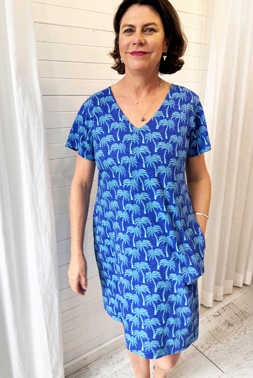 Palm Tree Cotton Sleeve Dress