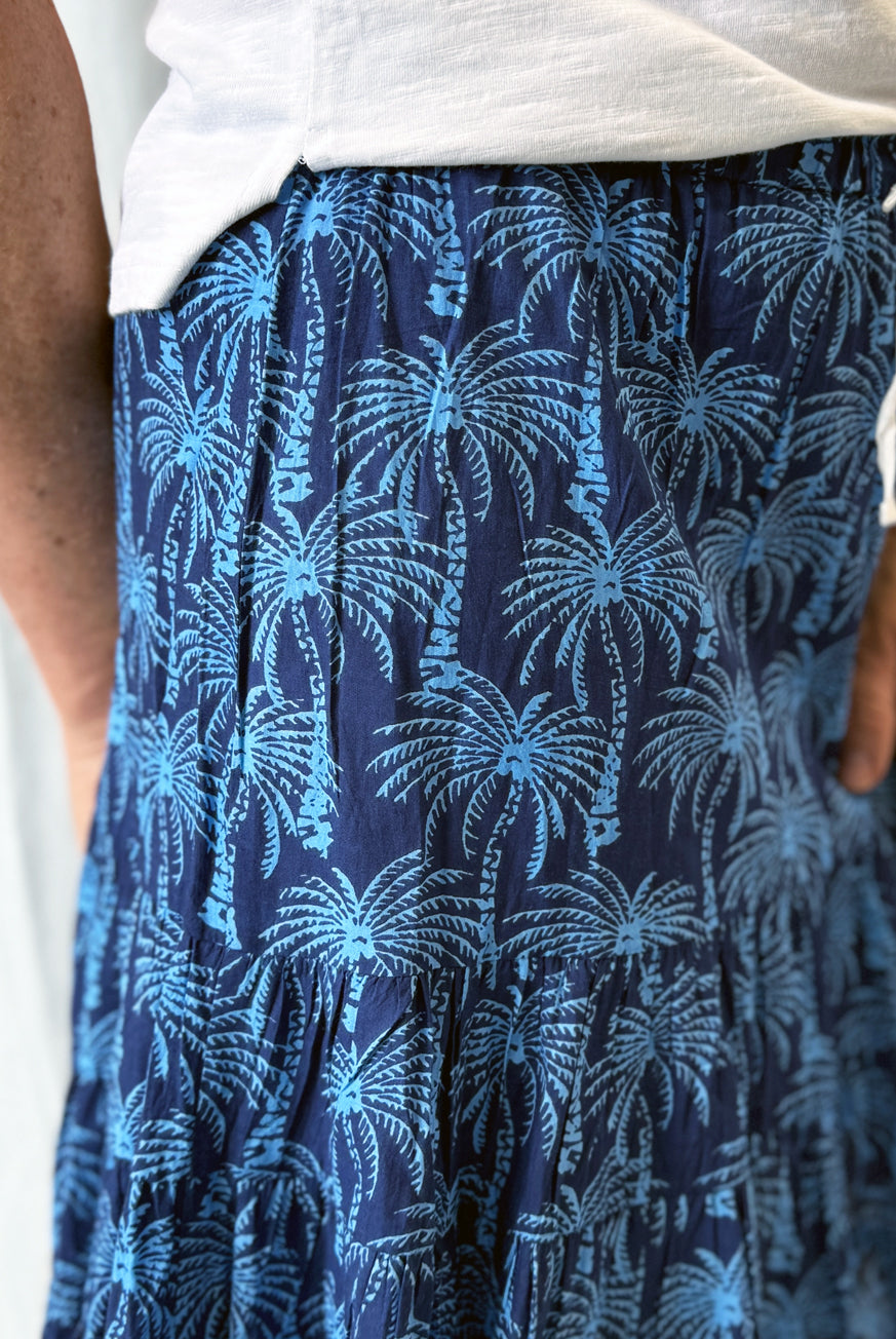 Woodblock Palm Tree Ruffle Skirt – Easy, Breezy Island Style