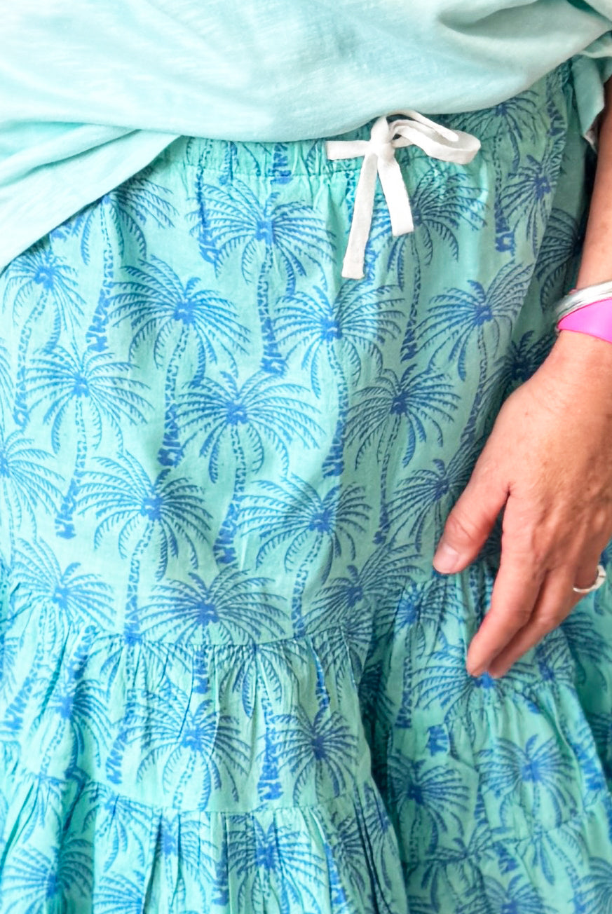Woodblock Palm Tree Ruffle Skirt – Easy, Breezy Island Style