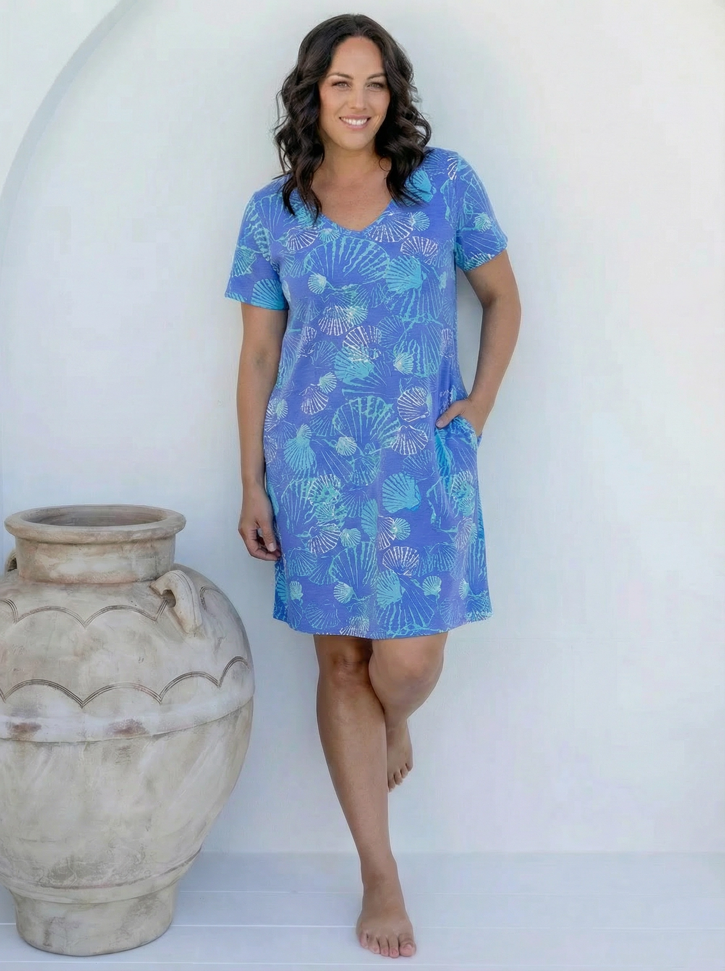 Ocean Floor Cotton Sleeve Dress