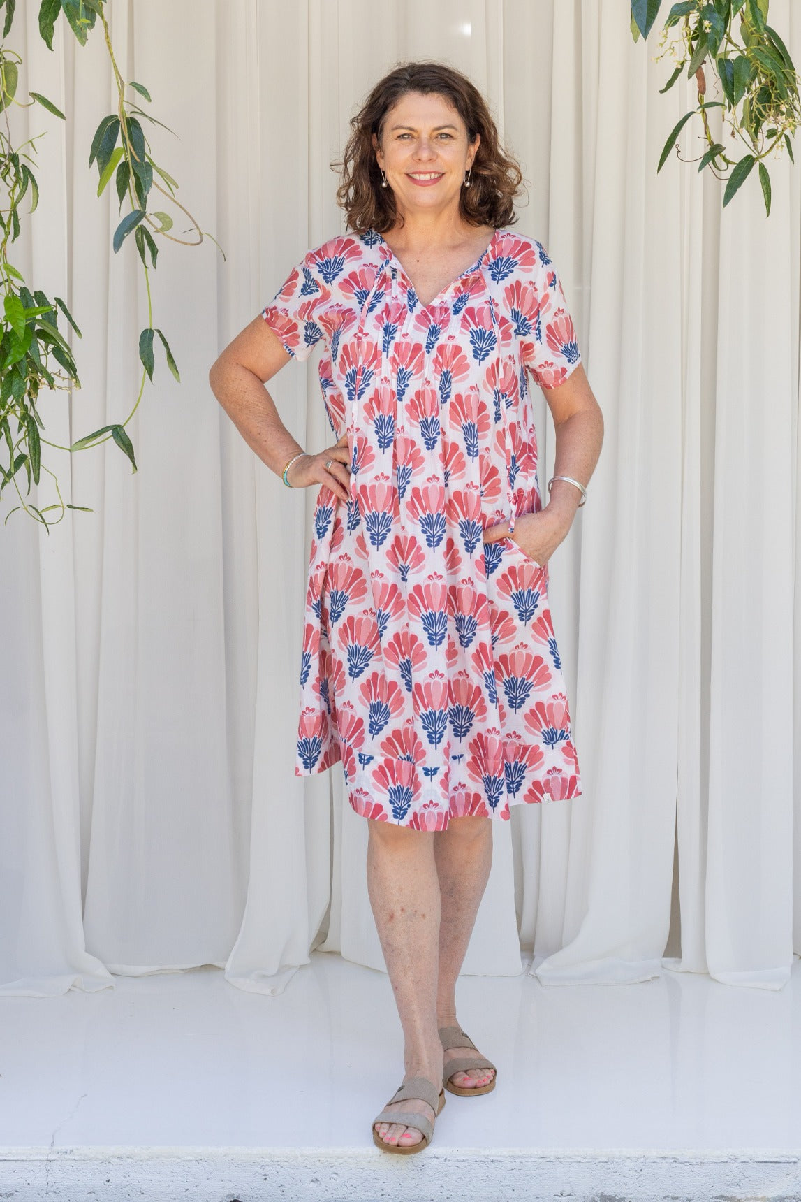 Lorraine Dress w Lotus Print