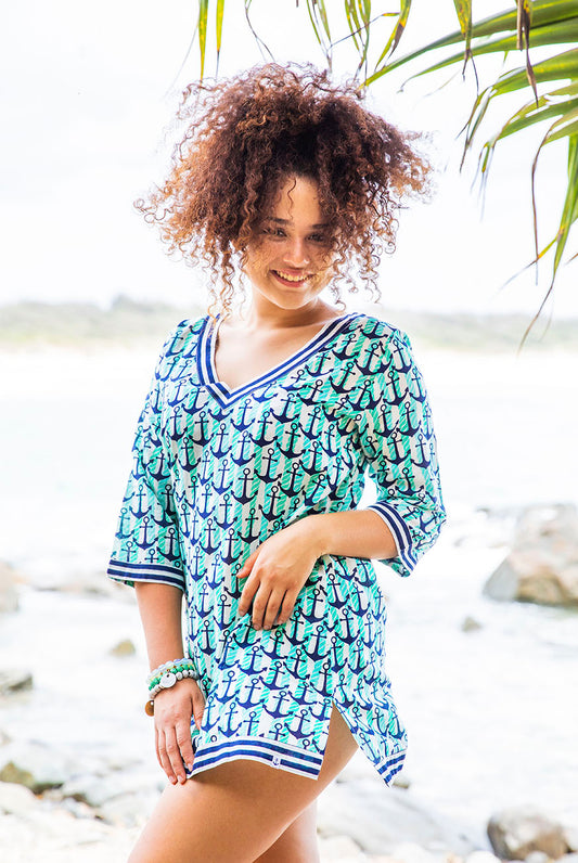 Anchor Cotton Beach Tunic Coverup for Island Getaways