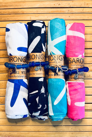 Starfish Printed Cotton Sarong Pareo