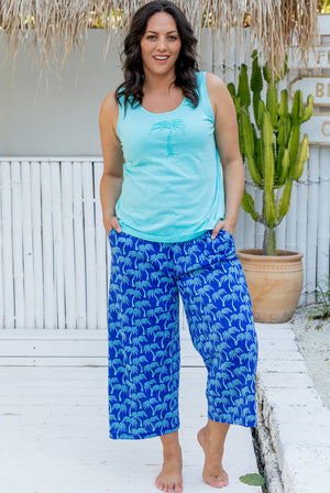 Palm Tree Beaded Cotton Tank Top - Buy Online