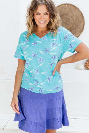 Reef Fish Elbow Sleeve Cotton Tee: The Perfect Island Vacation Top