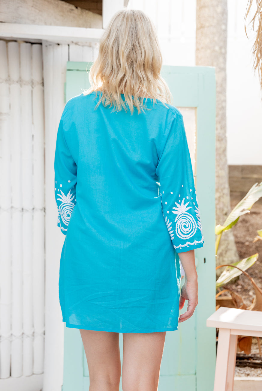 Women's Embroidered Coverup Dress - Long Sleeve Swimwear Cover Up With Metallic Embroidery & Side Slits Women's Long Sleeve Embroidered Swimwear Cover Up Women's Embroidered Coverup Dress - Long Sleeve Swimwear Cover Up With Metallic Embroidery & Side Slits Women's Long Sleeve Embroidered Swimwear Cover Up