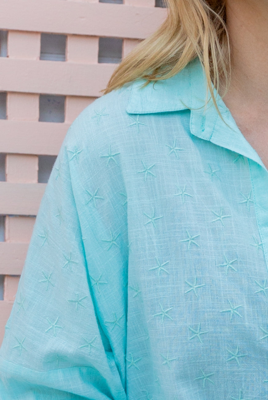 Starfish Cotton Embroidered Beach Shirt