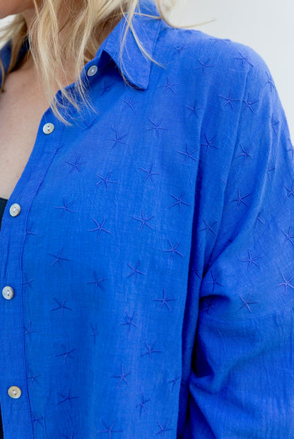 Starfish Cotton Embroidered Beach Shirt