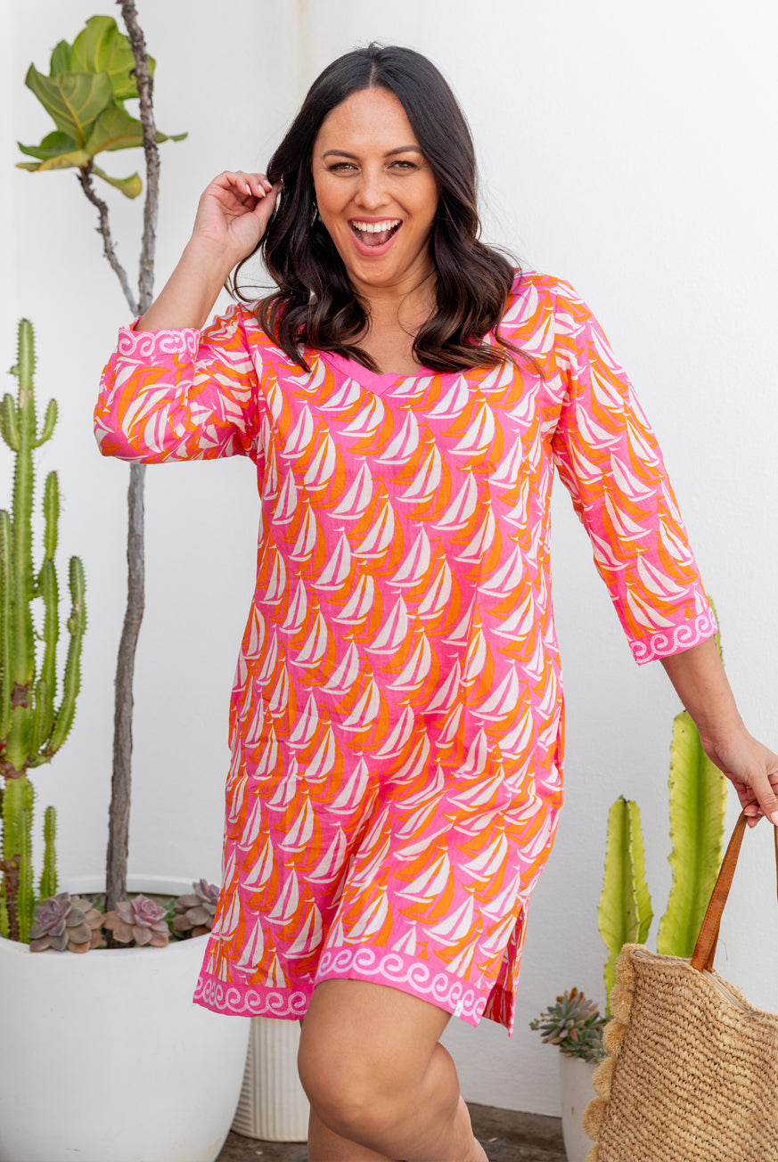 Sailaway Cotton Tunic Dress Breezy Coastal Comfort | West Indies Wear Sailaway Cotton Tunic Dress Breezy Coastal Comfort | West Indies Wear