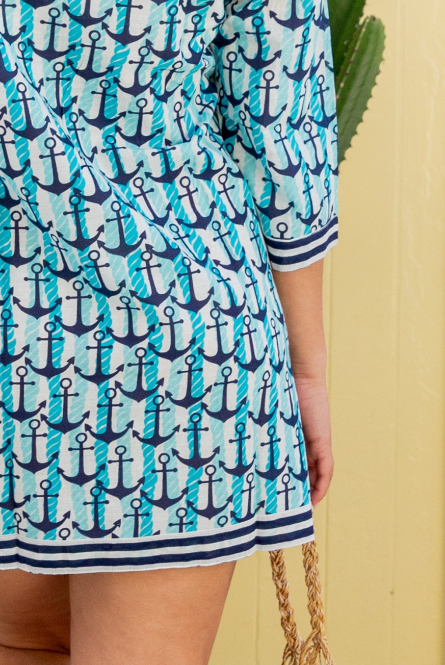 Anchor Cotton Beach Tunic | Pure Cotton Coverup by West Indies Wear Anchor Cotton Beach Tunic | Pure Cotton Coverup by West Indies Wear