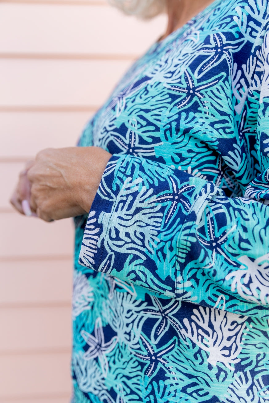 Coral Reef 3/4 Sleeve Cotton Top