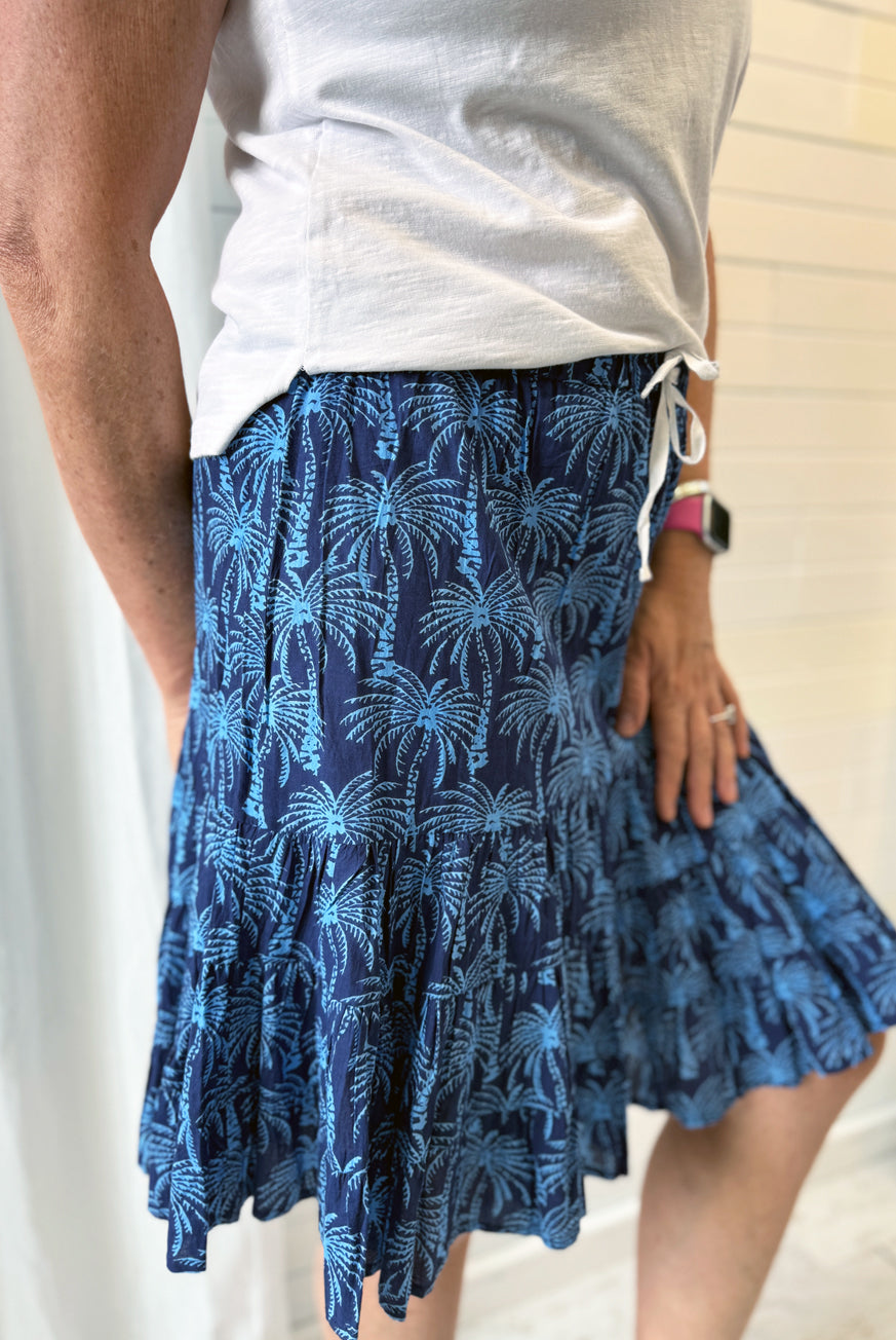 Woodblock Palm Tree Ruffle Skirt – Easy, Breezy Island Style