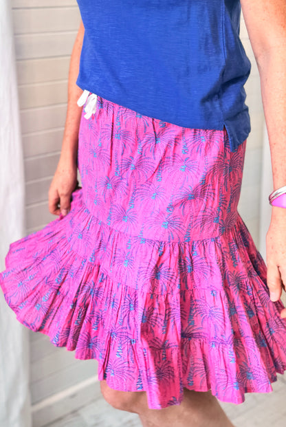 Woodblock Palm Tree Ruffle Skirt – Easy, Breezy Island Style