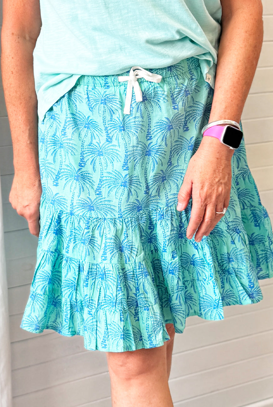 Woodblock Palm Tree Ruffle Skirt – Easy, Breezy Island Style
