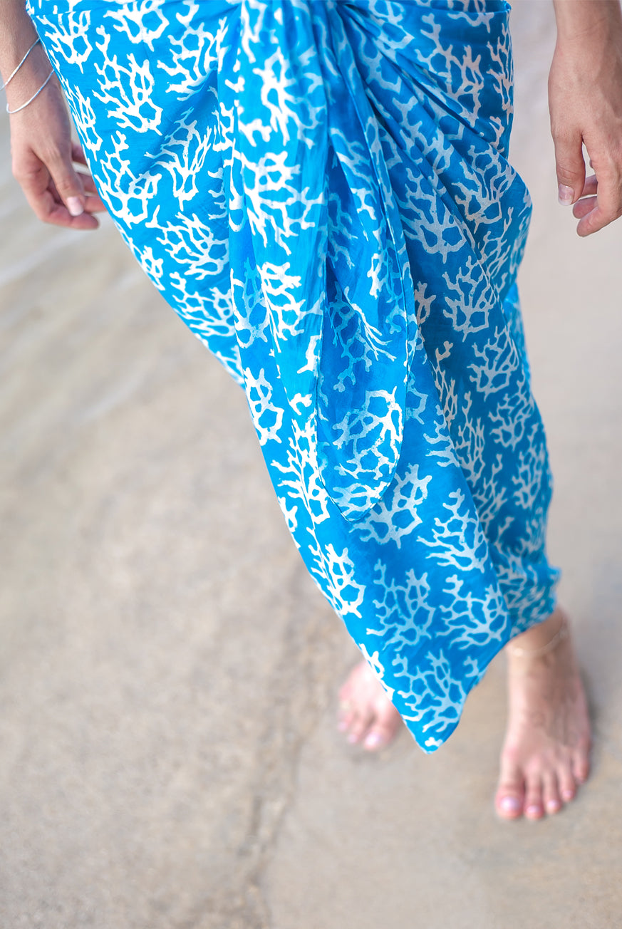 Coral Printed Cotton Sarong Pareo