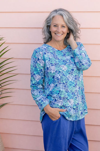 Coral Reef 3/4 Sleeve Cotton Top
