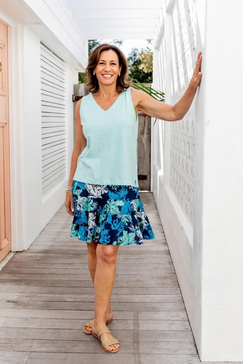 Hibiscus Cotton Ruffle Skirt