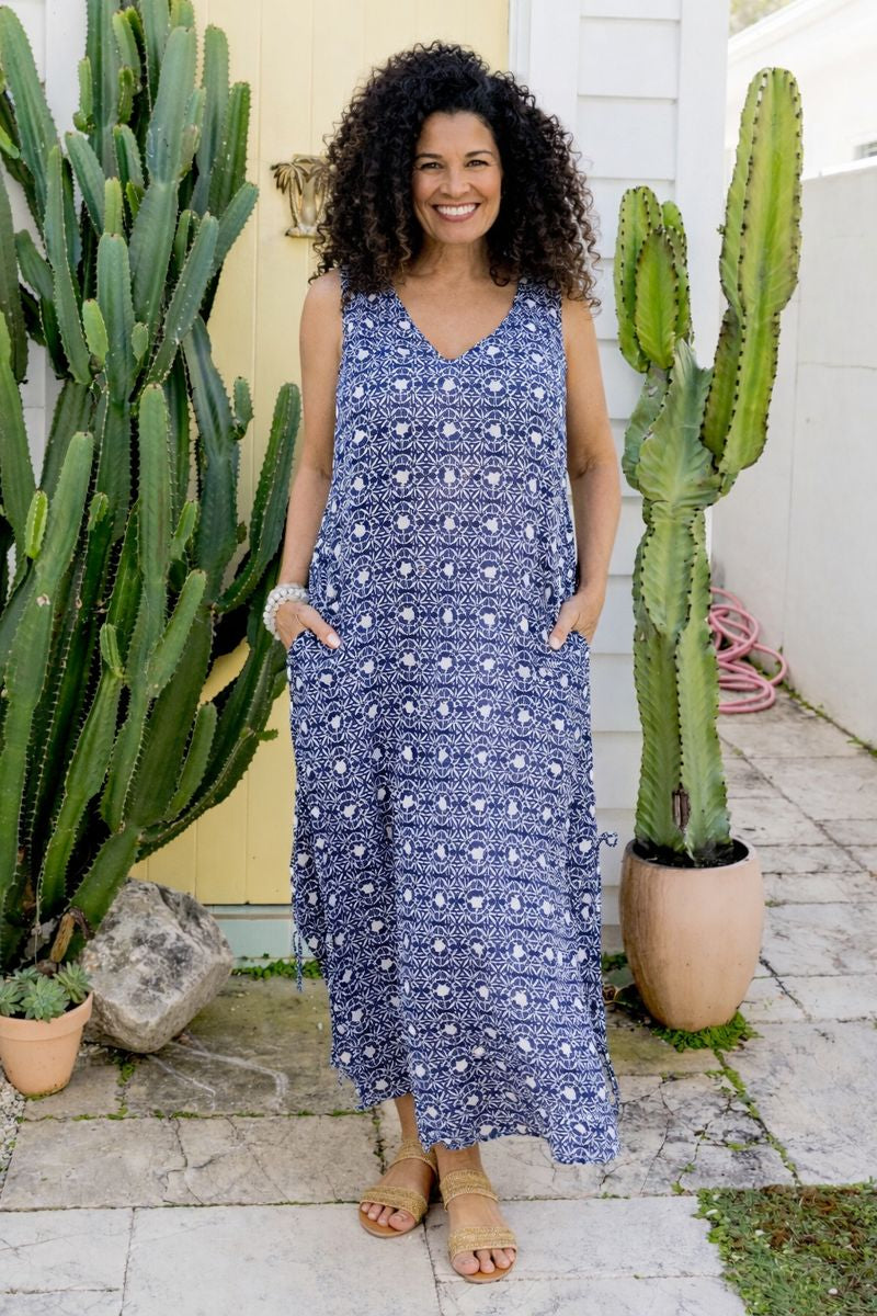 Tribal Turtle Cotton Maxi Dress
