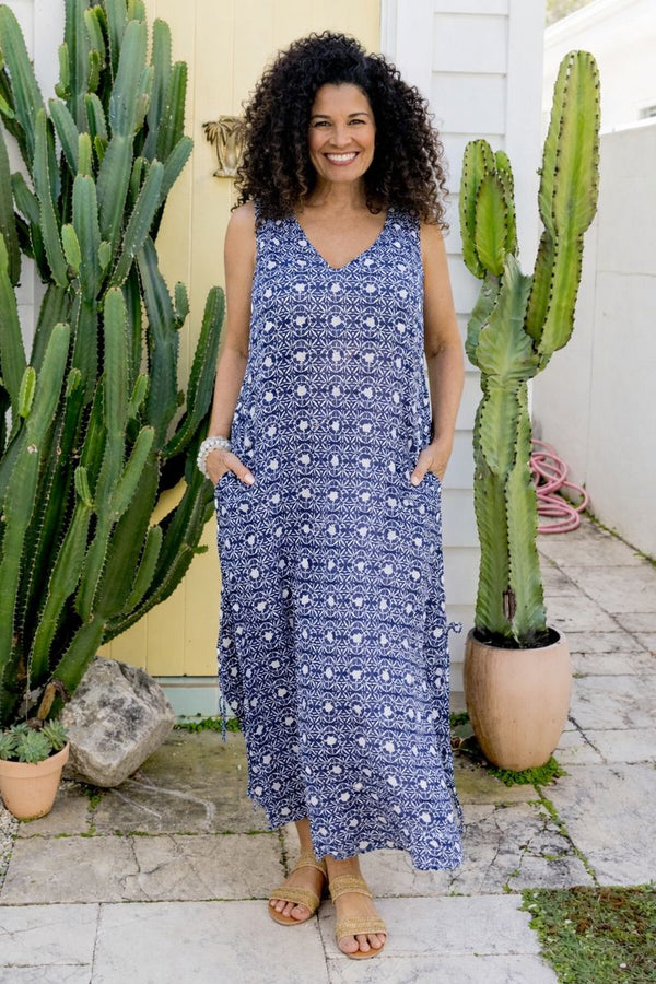 Tribal Turtle Cotton Maxi Dress