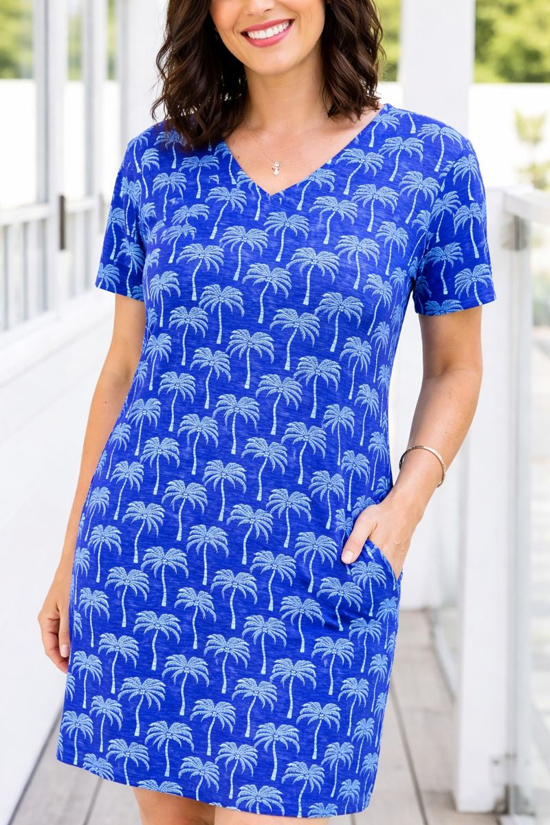 Palm Tree Cotton Sleeve Dress