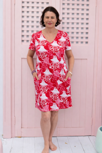 Frilly Fish Cotton Short Sleeve Dress