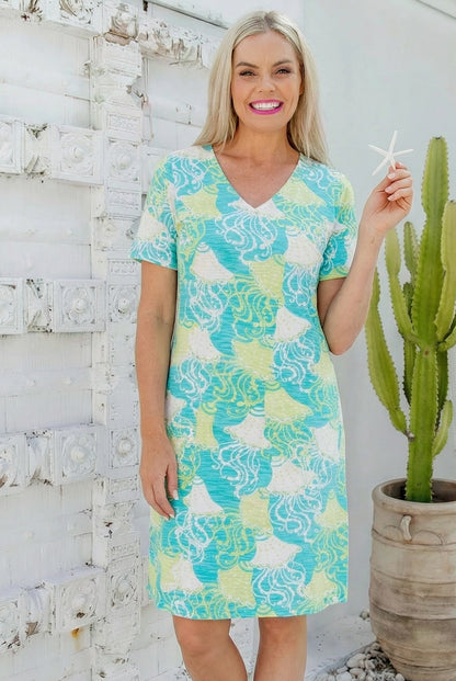 Frilly Fish Cotton Short Sleeve Dress