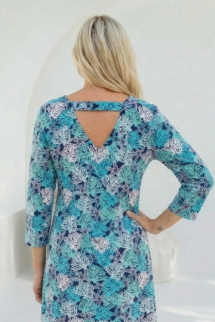 Coral Reef Cotton Sleeve Dress | Pure Cotton Resortwear by West Indies Wear Coral Reef Cotton Sleeve Dress | Pure Cotton Resortwear by West Indies Wear