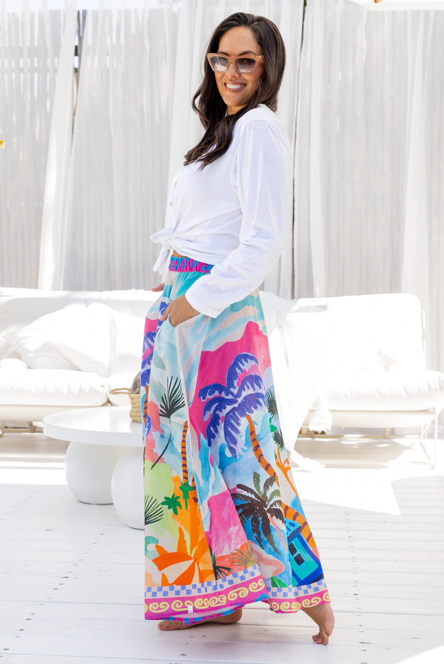 Palazzo Cotton Maxi Skirt