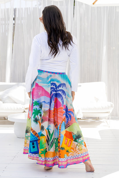 Palazzo Cotton Maxi Skirt