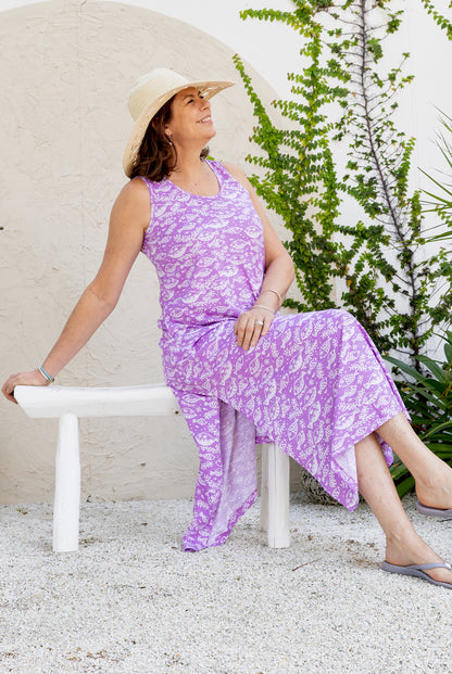 Tonal Fish Cotton Maxi Dress