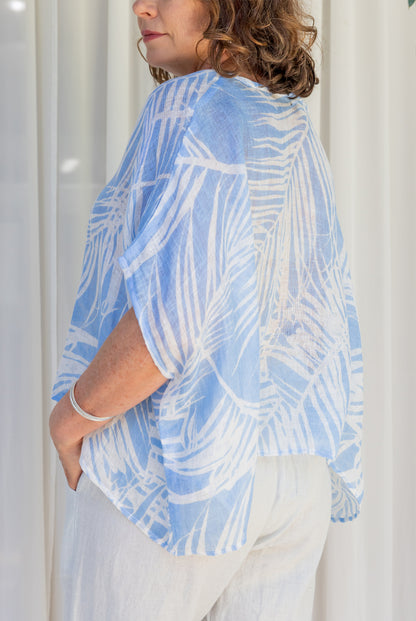 Palm Leaf Venice Linen Gauze Floaty Top
