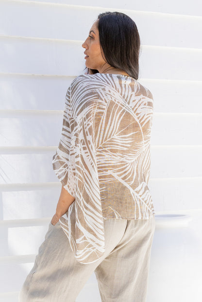 Palm Leaf Venice Linen Gauze Floaty Top