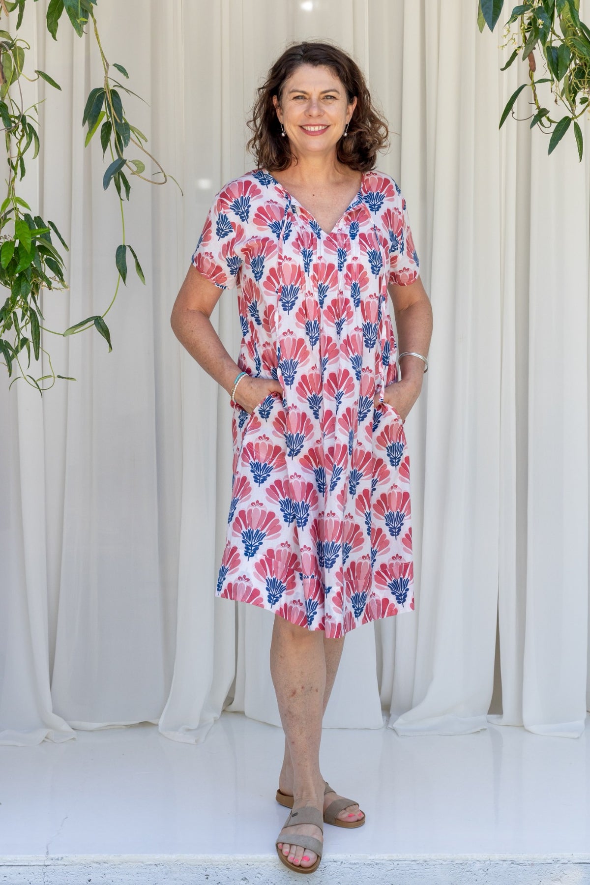 Lorraine Dress w Lotus Print