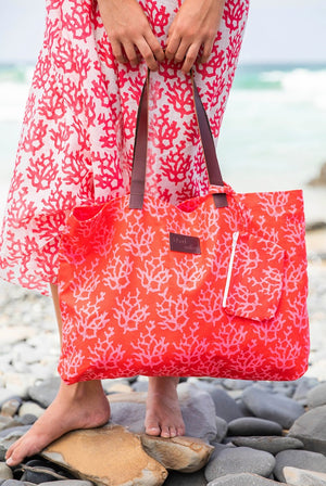 Coral Cotton Beach Bag KVBBCL