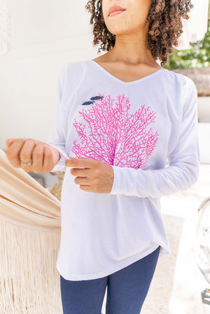 Giant Coral Hi Lo Top for Island Vacation- West Indies Wear