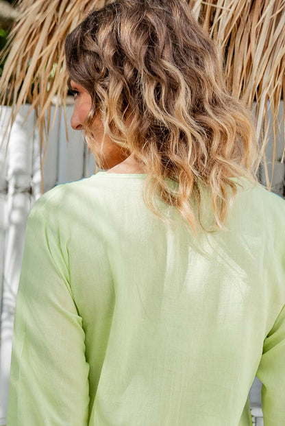 Shell Embroidered Cotton Beach Tunic