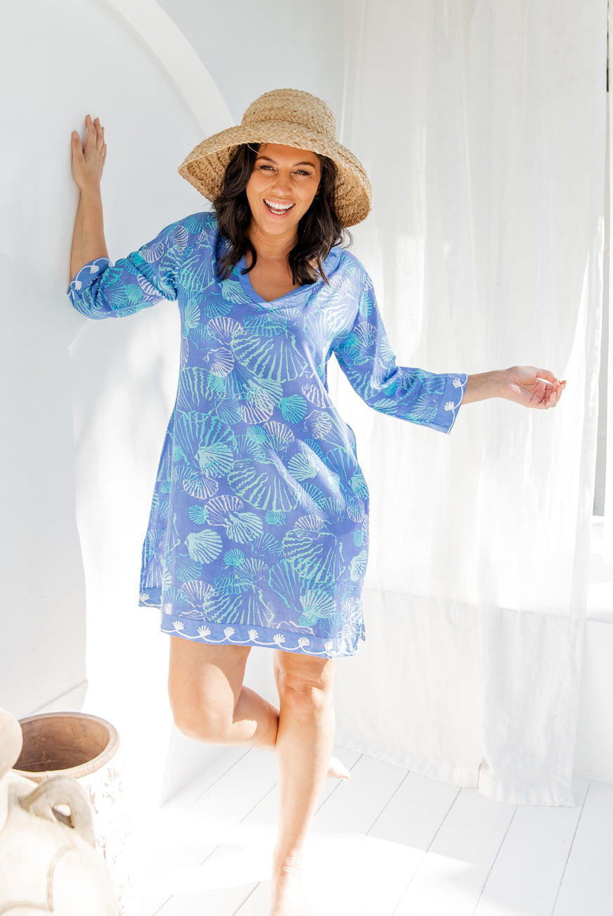 Ocean Floor Cotton Tunic Dress Breezy Island Style | West Indies Wear Ocean Floor Cotton Tunic Dress Breezy Island Style | West Indies Wear