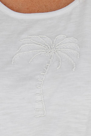 Palm Tree Beaded Cotton Tank Top - Buy Online